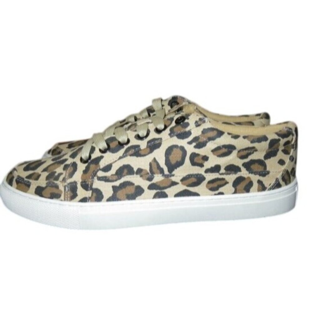 Boutique by Corkys Puzzle Leopard Spot Canvas Leather Sneakers sz 10 New in box